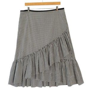 Ann Taylor Black and White Gingham Midi Skirt